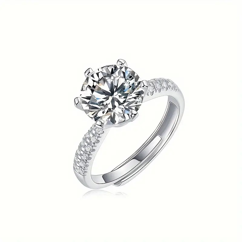 Certified 2 Ct Adjustable Diamond Ring Lab Created Moissanite Diamond